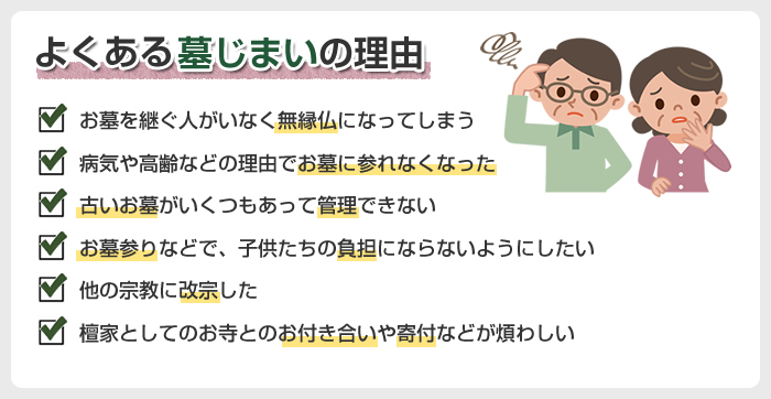 よくある墓じまいの理由